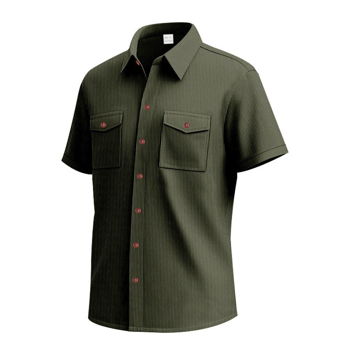 Short sleeve shirt for men with a practical striped pattern and two chest pockets Lune London