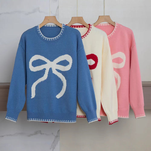 Patterned sweater for women with bow pattern Lune London