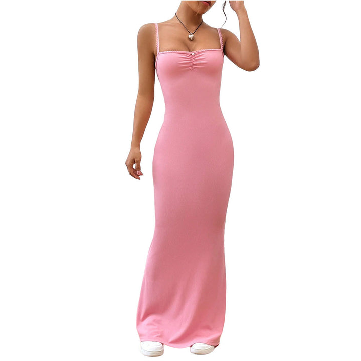 Robe maxi femme avec bretelles spaghetti ajustables et ruchés décoratifs Chic & Stil