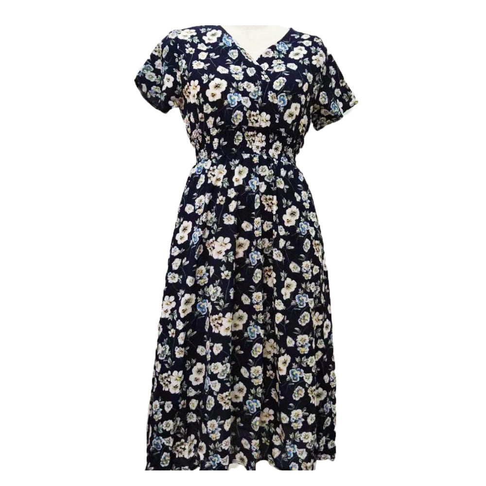 Maxi dress for women with floral patterns and an elastic waistband Lune London