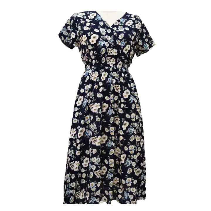 Maxi dress for women with floral patterns and an elastic waistband Lune London