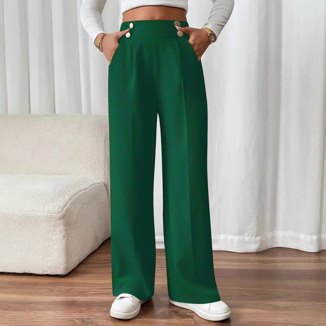 High-waisted flared pants for women with elegant button details Lune London