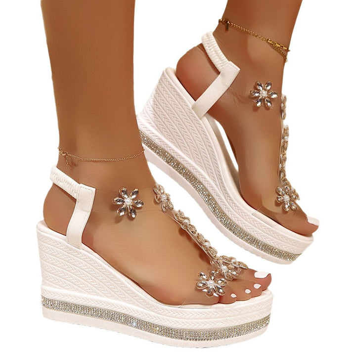 Floral wedge sandals for ladies Lune London