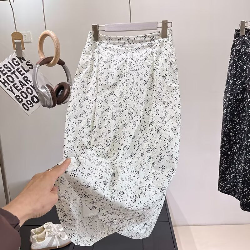 Jupe midi pour femmes avec motif floral et taille élastique Chic & Stil