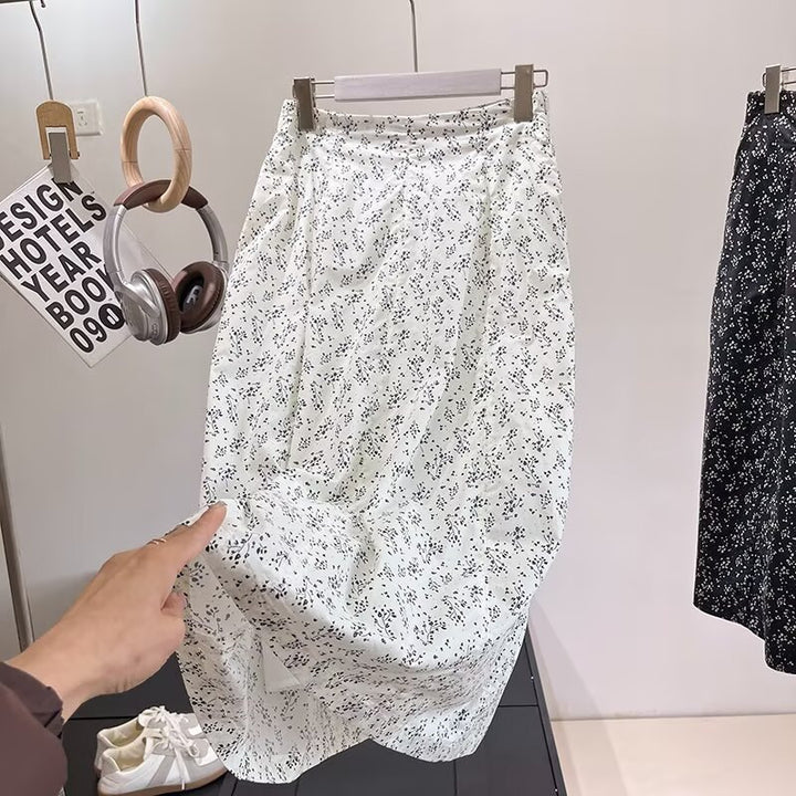 Jupe midi pour femmes avec motif floral et taille élastique Chic & Stil