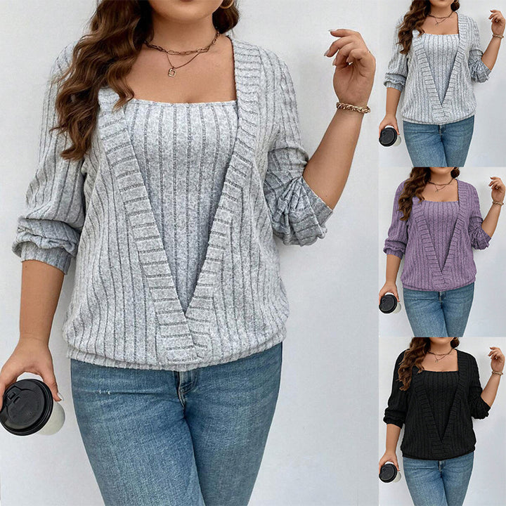 Casual knit sweater for women with deep V-neck and ribbed texture Lune London