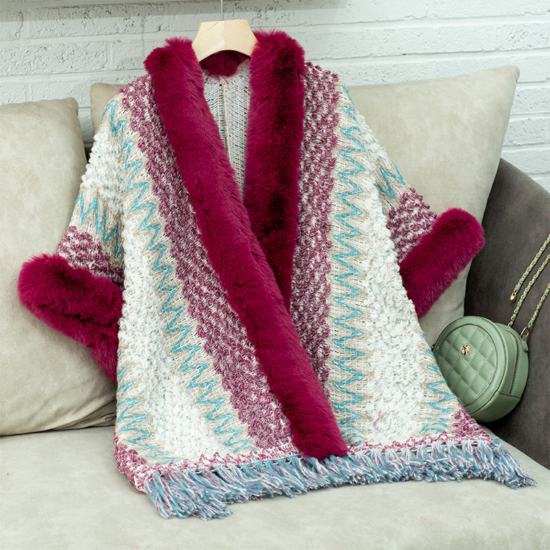 Ladies Soft Pullover with Luxurious Faux Fur Trim Lune London