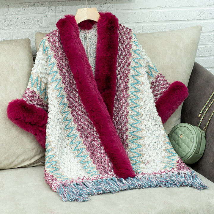 Ladies Soft Pullover with Luxurious Faux Fur Trim Lune London