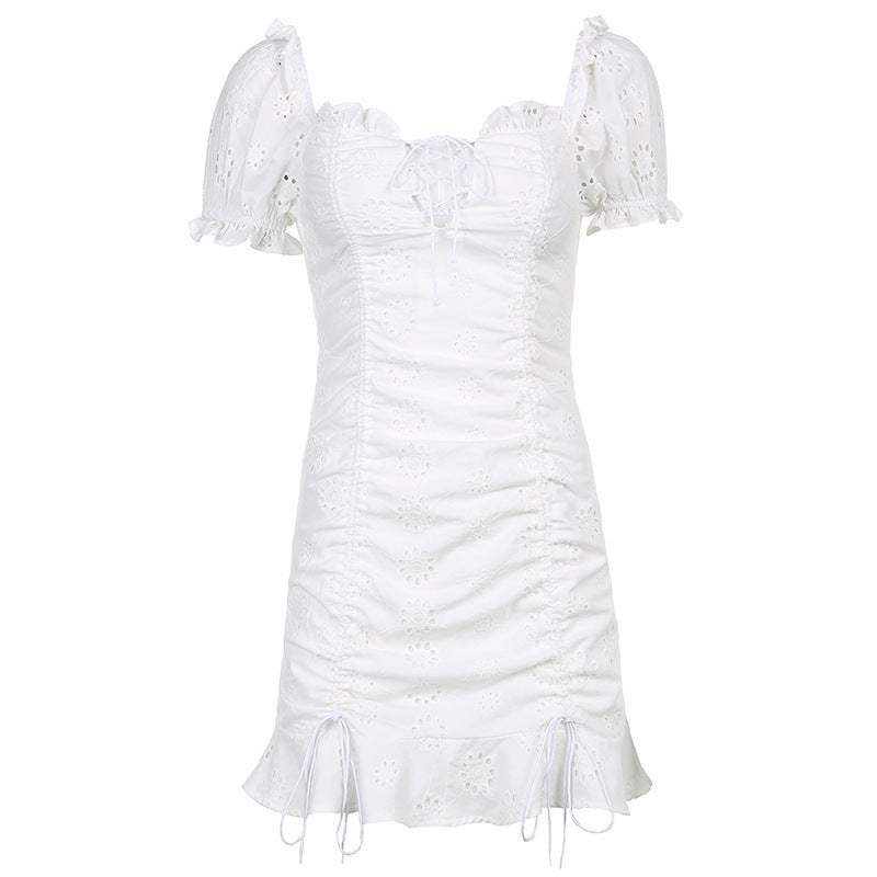 Ladies refined summer cut with ruffle and lace details Lune London