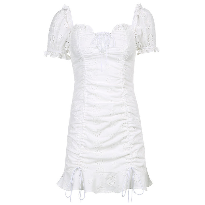 Ladies refined summer cut with ruffle and lace details Lune London