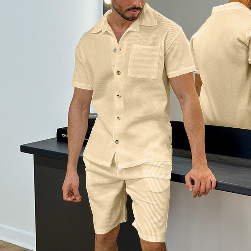Men's Short Set with Stylish Sleeve and Chic Textured Design
