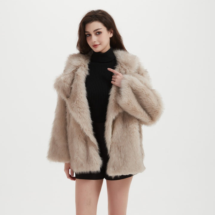 Ladies Cozy Faux Fur Coat Lune London