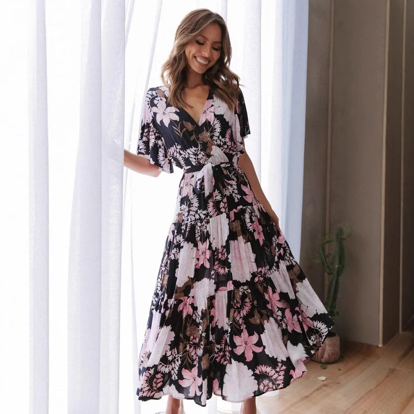 Chic Floral Ruffle Maxi Dress for Women