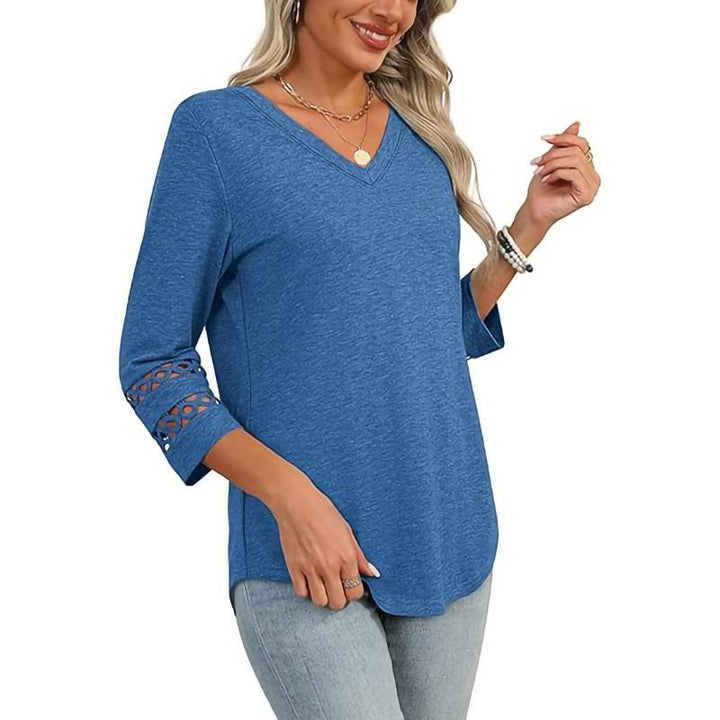 Casual V-neck T-shirt for women with lace sleeves Lune London