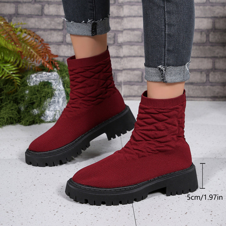 Fashion boots for ladies with textured upper and non-slip sole Lune London