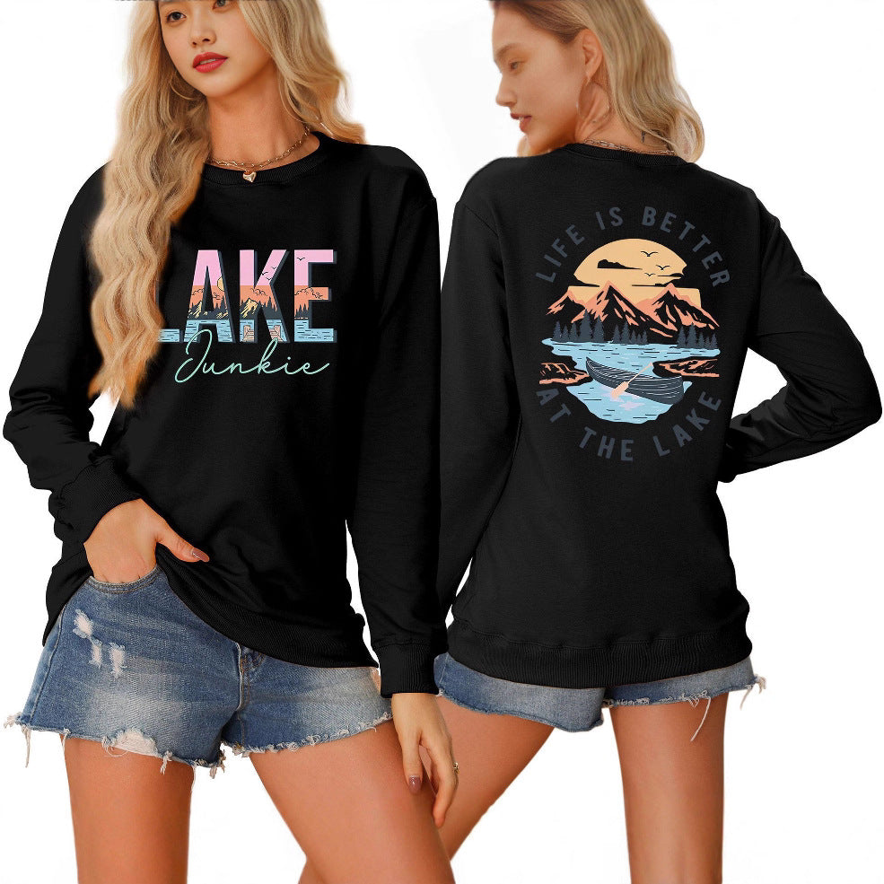 Chemise à manches longues pour femmes avec motif lac créatif et coupe décontractée Chic & Stil