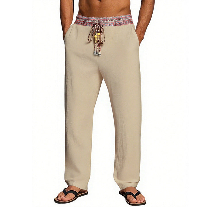 Men's Casual Beach Pants with Elastic Waist and Decorative Drawstring Lune London