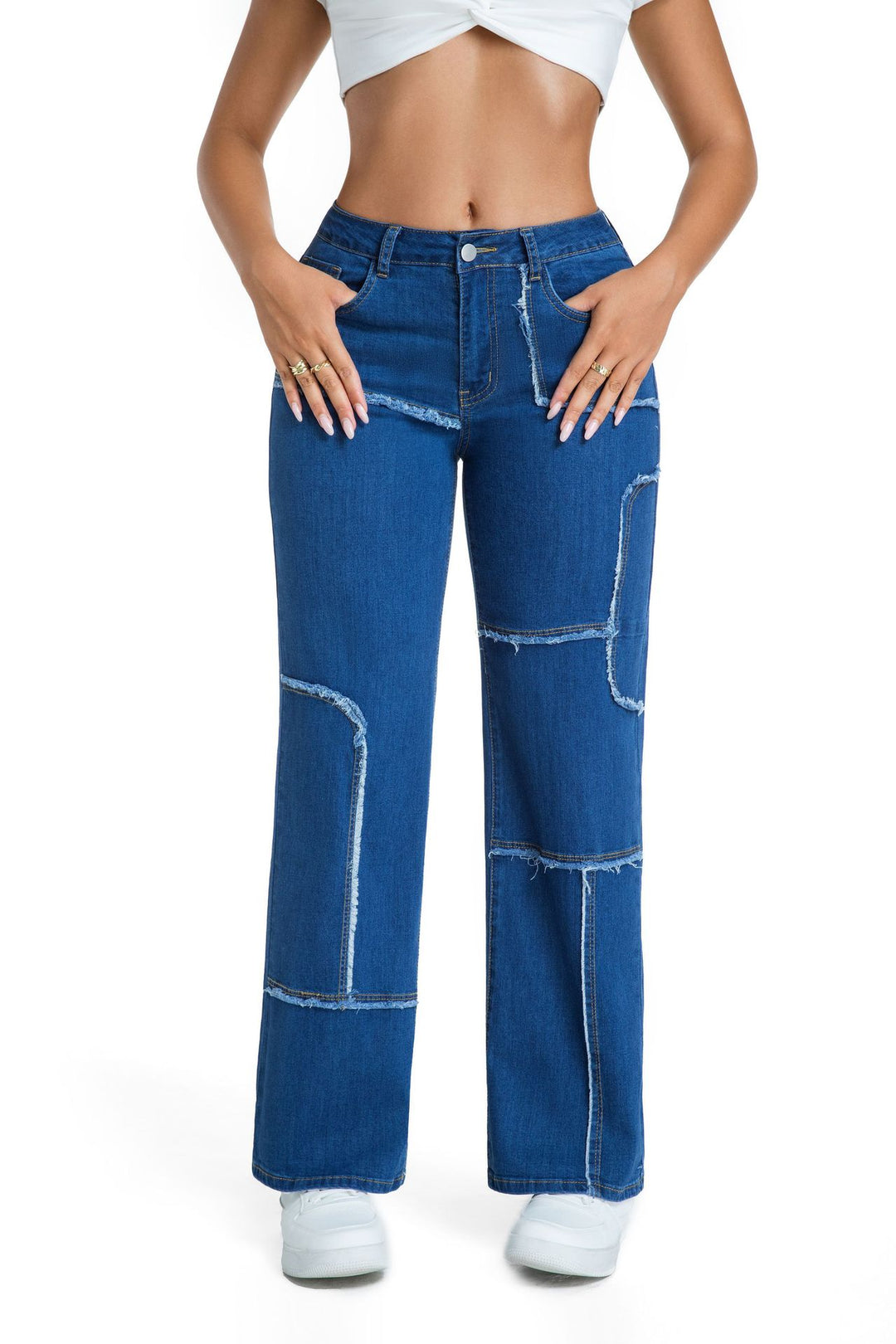 Wide jeans for women with stylish patchwork Lune London