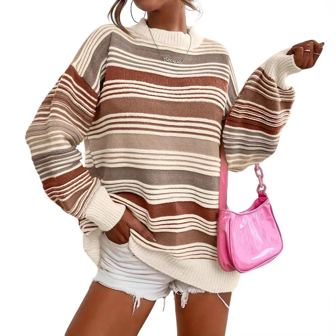 Oversized striped pullover for women with round neckline and relaxed fit Lune London