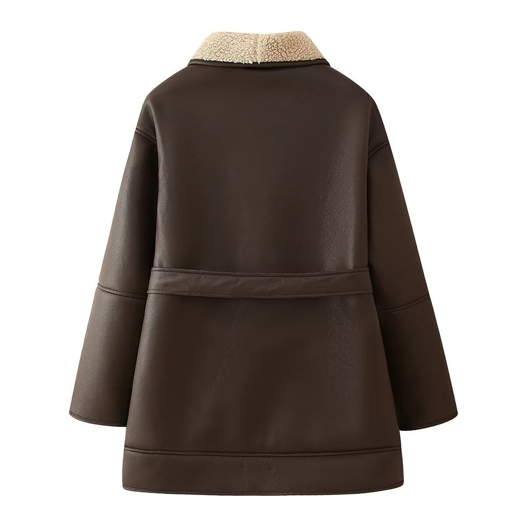 Transitional jacket for women with a wide collar and a warming fleece lining Lune London