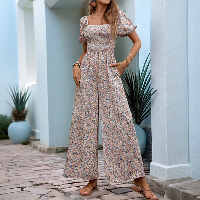 Women Floral Print Jumpsuit Wide Leg Lune London