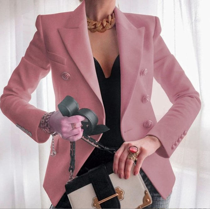 Chic blazer and elegant style for women with double-breasted buttons