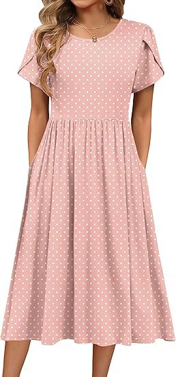 Midi dress for women with round neck and practical pockets Lune London