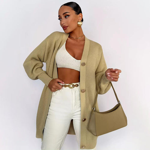 Manteau en tricot pour femmes avec coupe oversize et détails de boutons élégants Chic & Stil