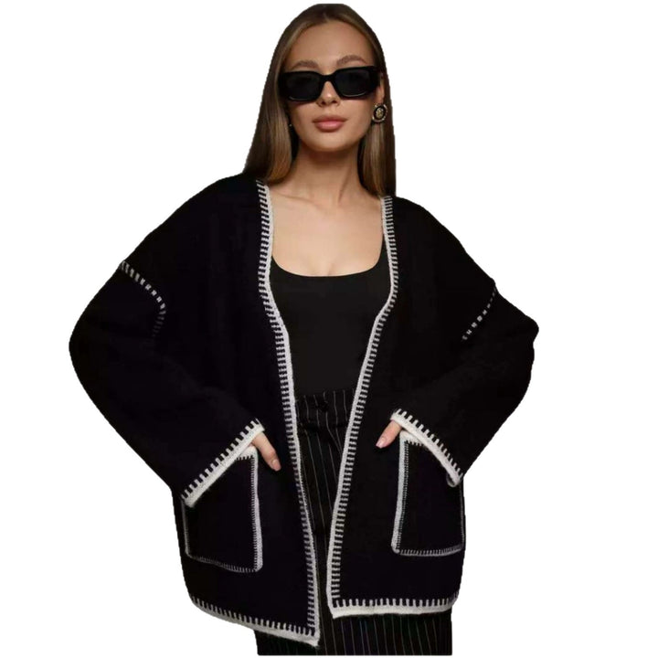 Knitted jacket for women with large lapels and practical pockets Lune London