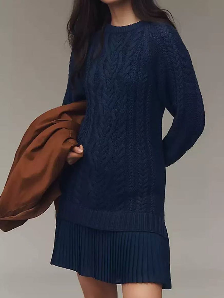 Knit dress for women with pleated skirt and Lune London details