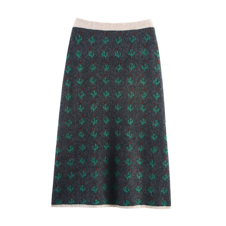 Elegant knit set for women with floral pattern and decorative borders Lune London