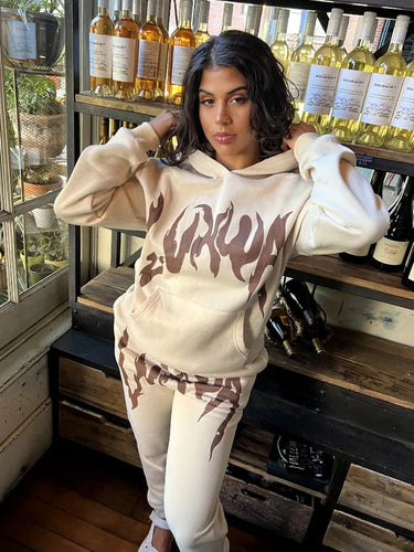 Ladies Sporty Hoodie and Jogging Set with Unique Graphic Print Lune London