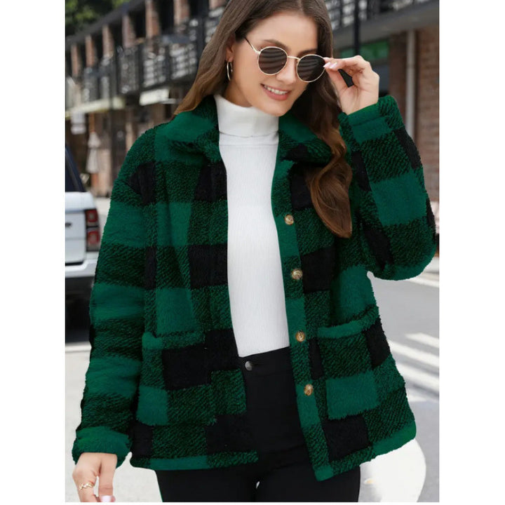 Ladies soft plush checkered jacket Lune London