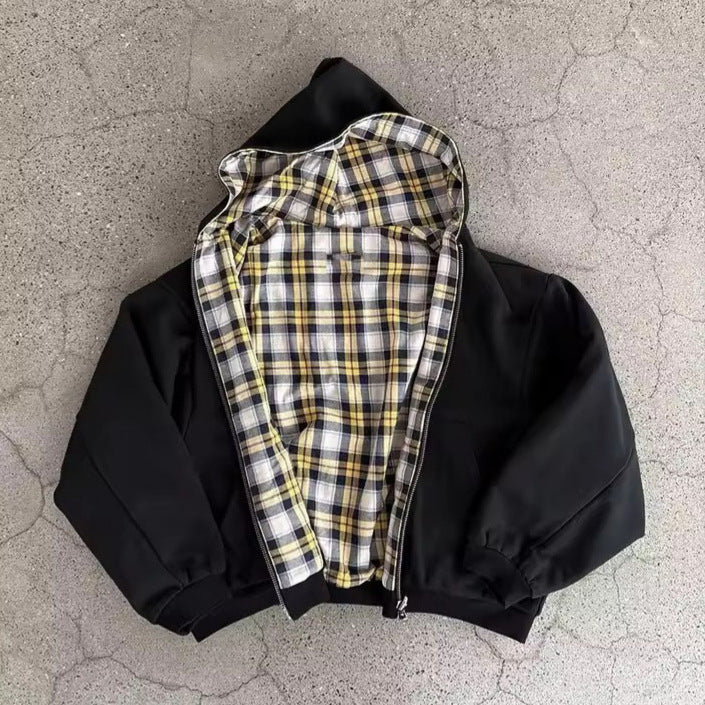 Veste à capuche décontractée pour femmes avec doublure à carreaux Chic & Stil