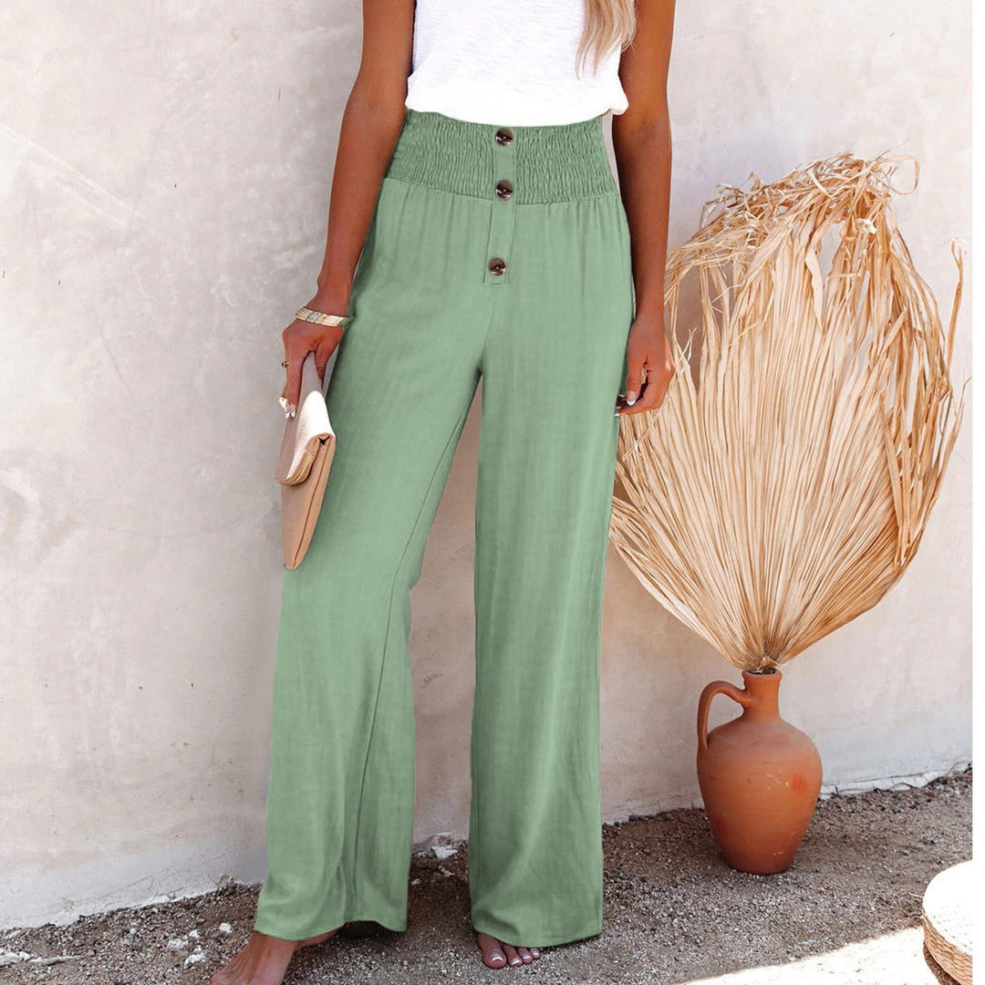 Wide leg palazzo pants for women with elastic waistband Lune London