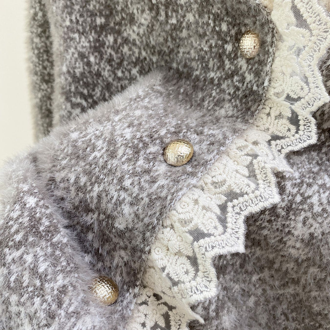 Cardigan élégant pour femmes avec perles et doublure en dentelle