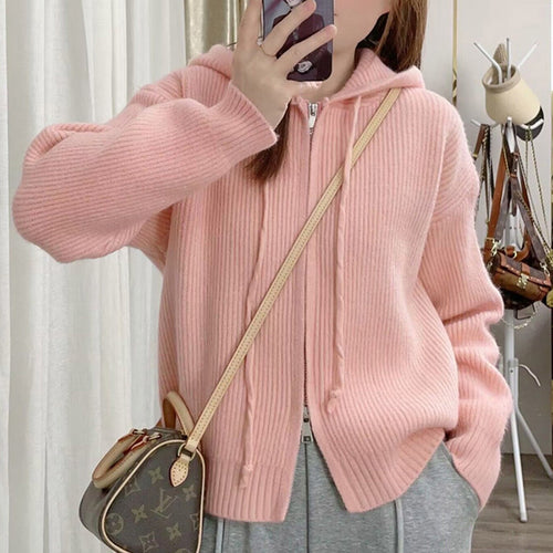 Ladies Zip-Hoodie with ribbed structure and kangaroo pocket Lune London