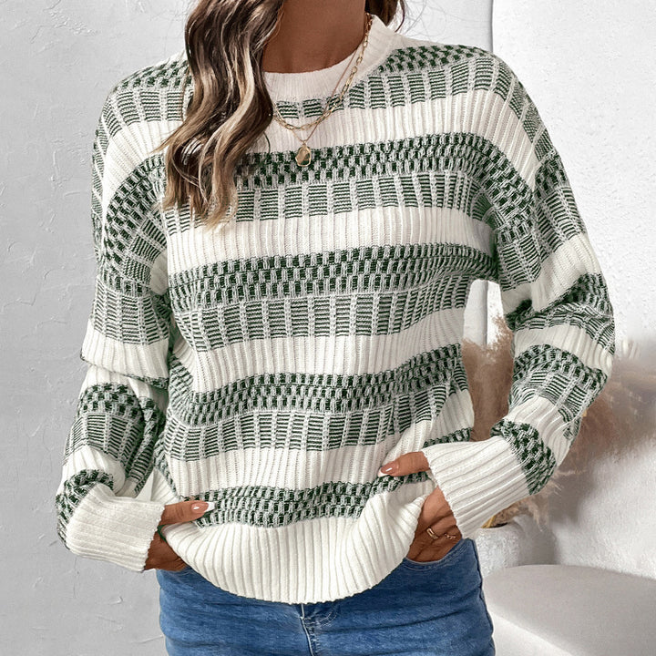 Casual knitted sweater for women with striped pattern and loose fit Lune London