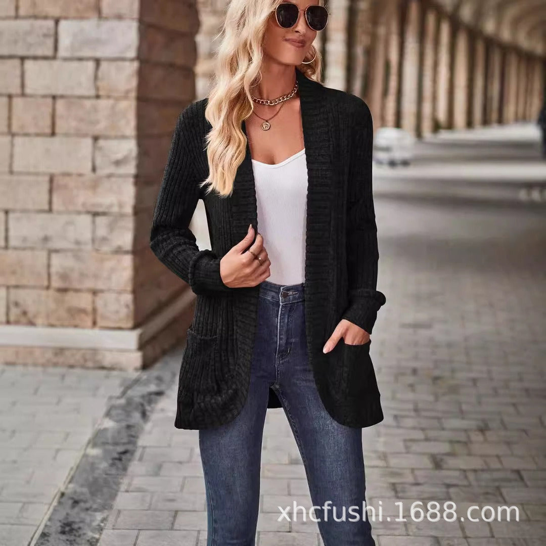 Women's knit jacket with structured design and practical pockets Lune London