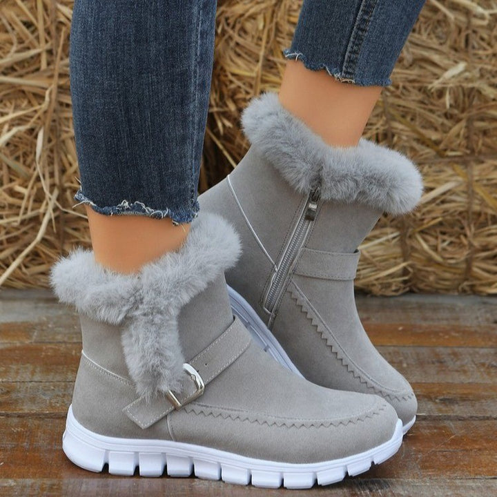 Lune London women's winter boots lined with comfortable zipper and decorative buckle