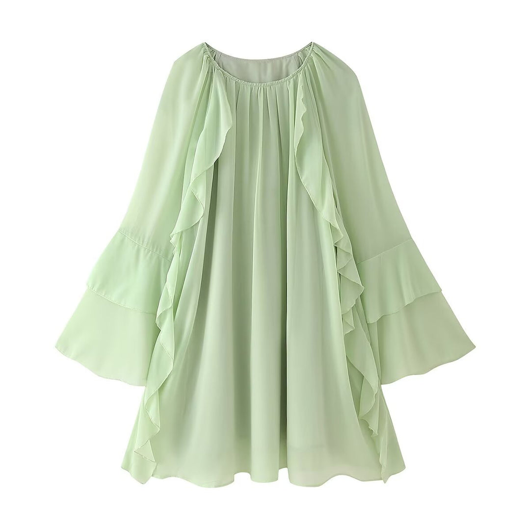 Airy maxi dress for women with voluminous ruffle details Lune London