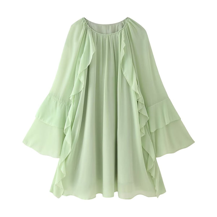 Airy maxi dress for women with voluminous ruffle details Lune London