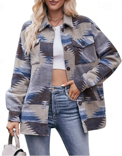 Oversized blouse jacket for women with decorative pattern Lune London