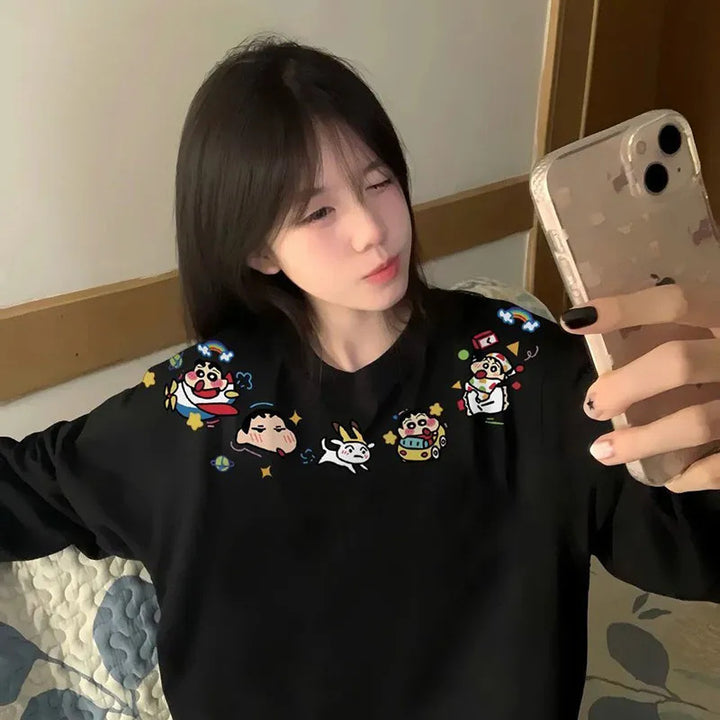 Sweat-shirt pour femmes avec un col cartoon ludique Chic & Stil