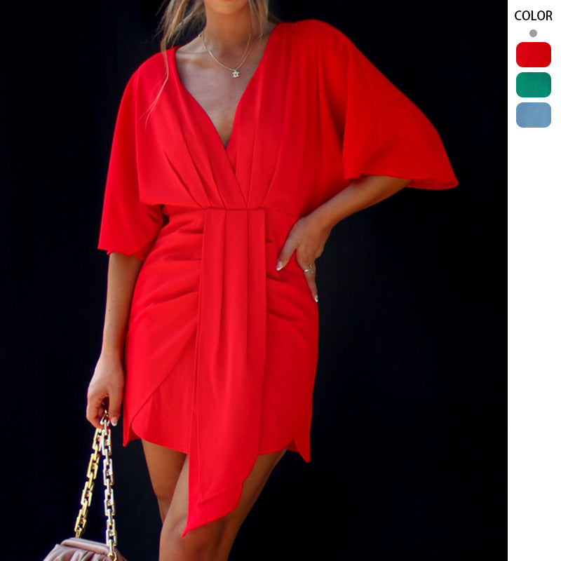 Women's wrap dress with V-neck and voluminous sleeves Lune London