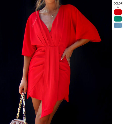 Women's wrap dress with V-neck and voluminous sleeves Lune London