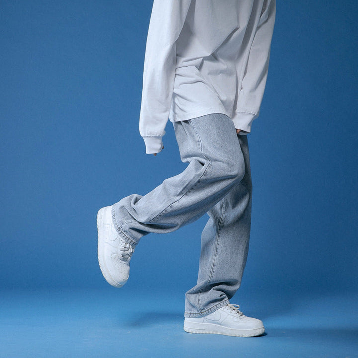 Men's loose vintage-style denim jeans with high waist Lune London