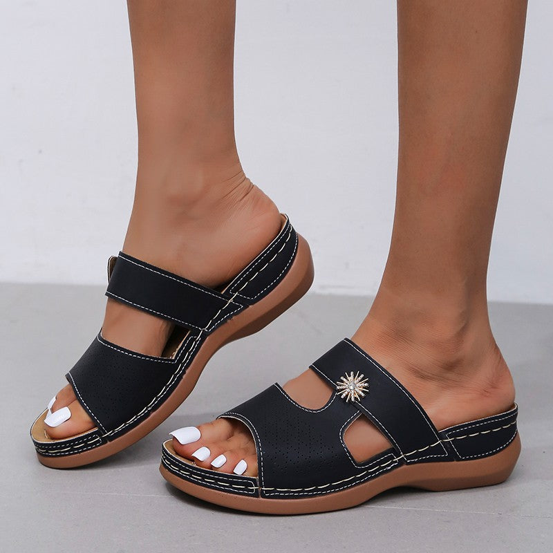 Ladies Comfortable Slippers with Fashionable Floral Detail Lune London
