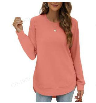 Casual women's long sleeve sweater with curved hem Lune London