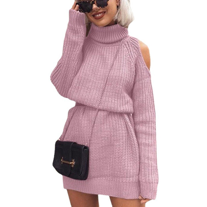 Knit dress for women with turtleneck and original cut design Lune London